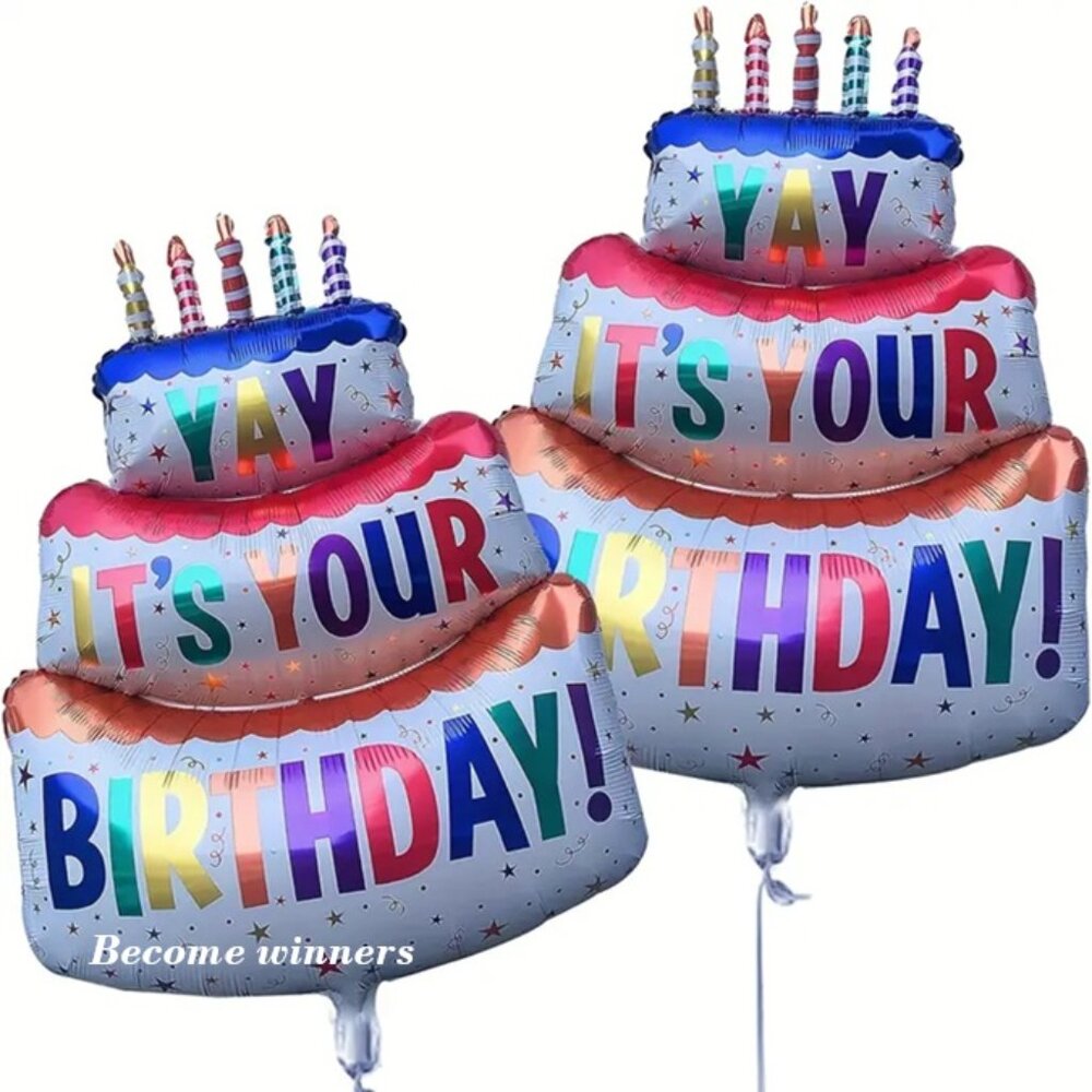 2PK🔥 New Cute Big Colorful 40" White Cakes It's Your Birthday Party